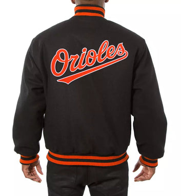 Men Baltimore Orioles Inspired Fan Varsity Baseball Letterman Bomber Jacket black - MLB