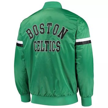 Boston Celtics Green Satin Bomber Kids Letterman Varsity Jacket - NBA