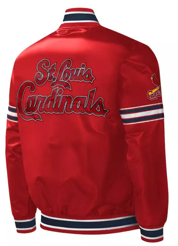 MLB St. Louis Cardinals Satin Red varsity Jacket Full-Snap with Embroidery logos red