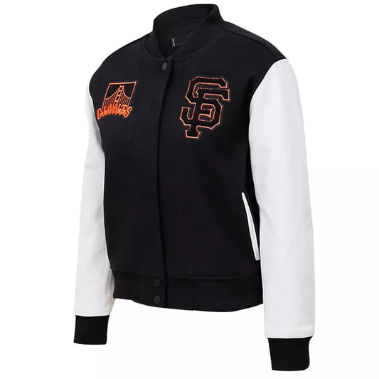 Letterman San Francisco Giants Black and White Varsity Jacket - MLB