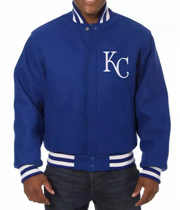 Men Letterman Kansas City Royals Blue All Wool Varsity Jacket - MLB