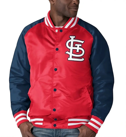 Men St. Louis Cardinals Satin Red varsity Jacket Full-Snap with Embroidery logos - MLB