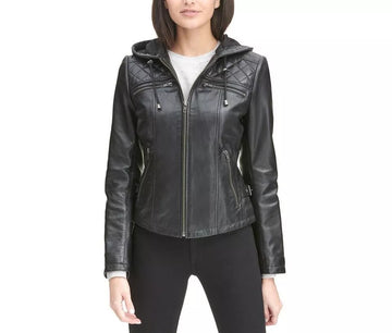 Women Biker Motorcycle  Soft  Real Black Leather Jacket