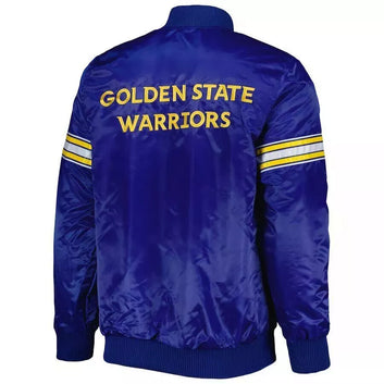 Golden State Warriors Blue Satin Letterman Varsity Jacket - NBA