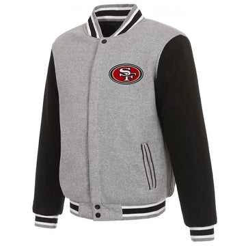 Men San Francisco 49ers Varsity Gray and Black Wool Jacket - NFL