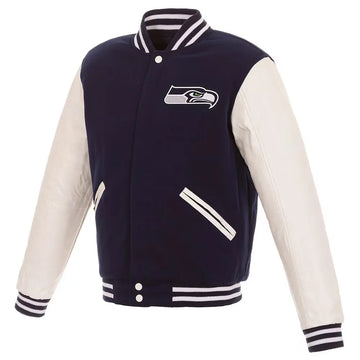 Men Seattle Seahawks Navy & White Varsity Jacket - NFL