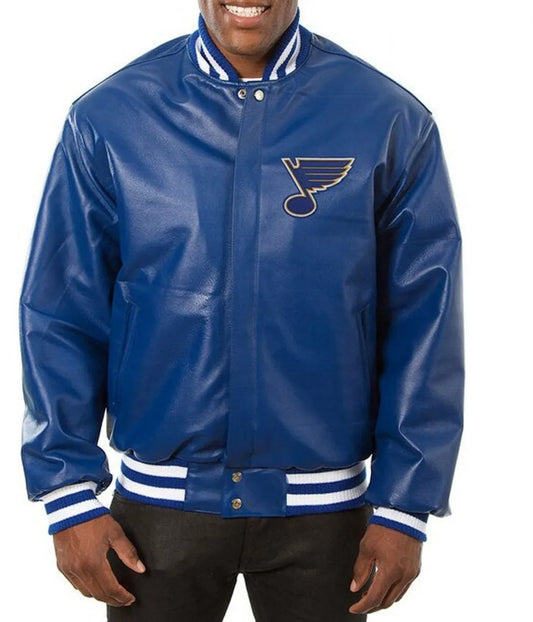Men St. Louis Blues Royal Blue Leather Jacket - NHL