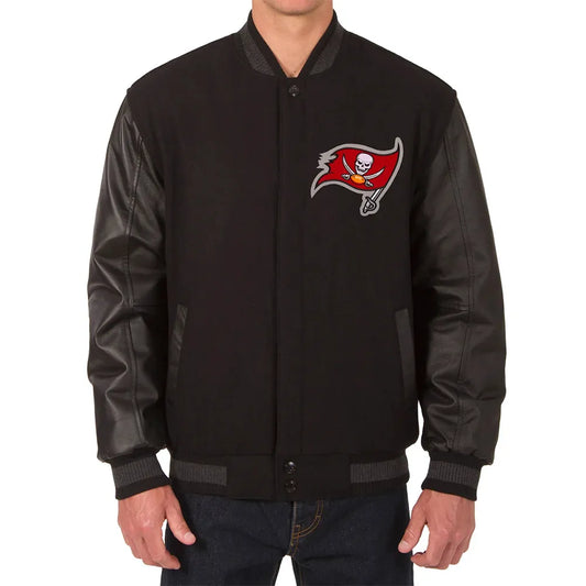Men Tampa Bay Buccaneers Varsity Embroidered Black Jacket - NFL