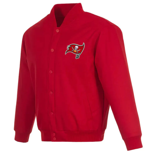 Men Tampa Bay Buccaneers Red Poly Twill Varsity Jacket - NFL