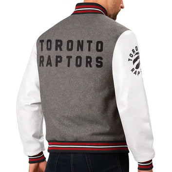 Men Toronto Raptors Varsity Gray and White Jacket - NBA