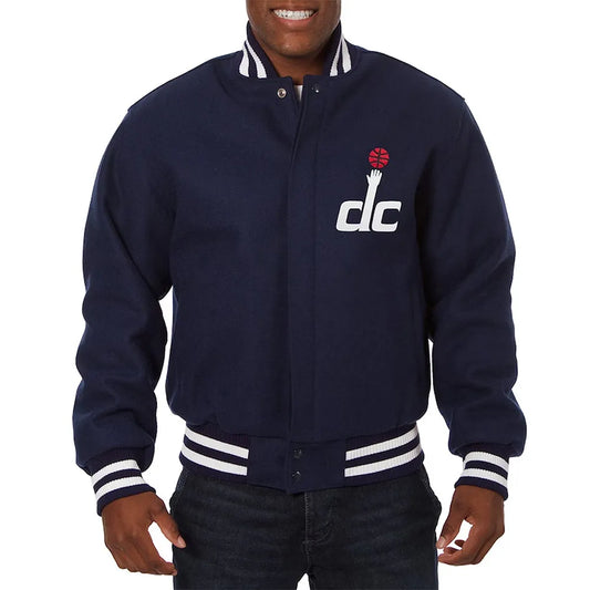 Men Navy Washington Wizards Varsity Wool Jacket - NBA