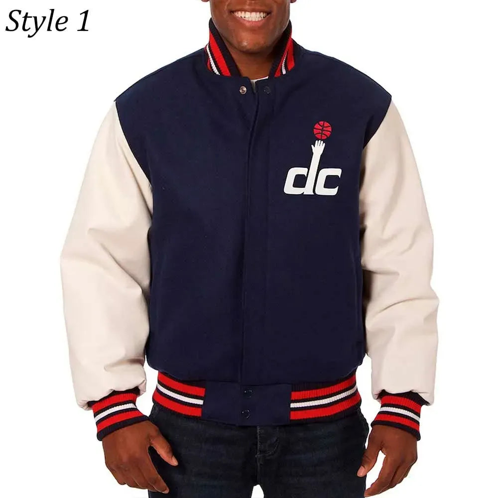 Men Washington Wizards Navy & White Varsity Jacket - NBA