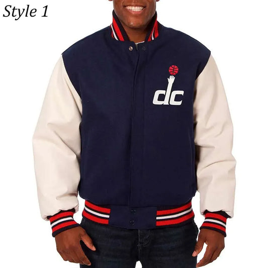 Men Washington Wizards Navy & White Varsity Jacket - NBA