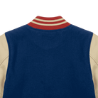 NFL Men's New England Patriots Navy Blue Varsity Jacket  (Back Close Up)